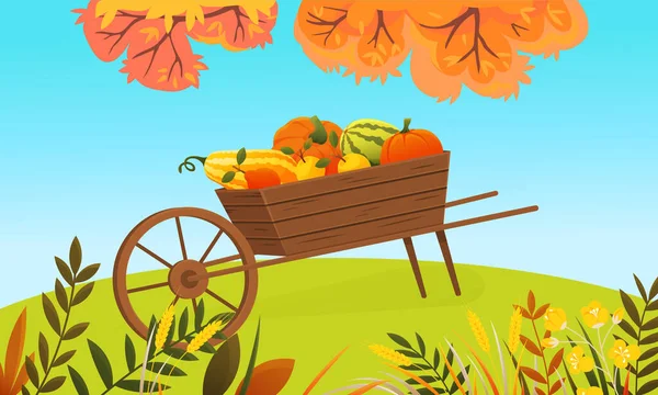 Récolte Sur Fond Jardin Automne Paysage Légumes Frais Bio Dans — Image vectorielle