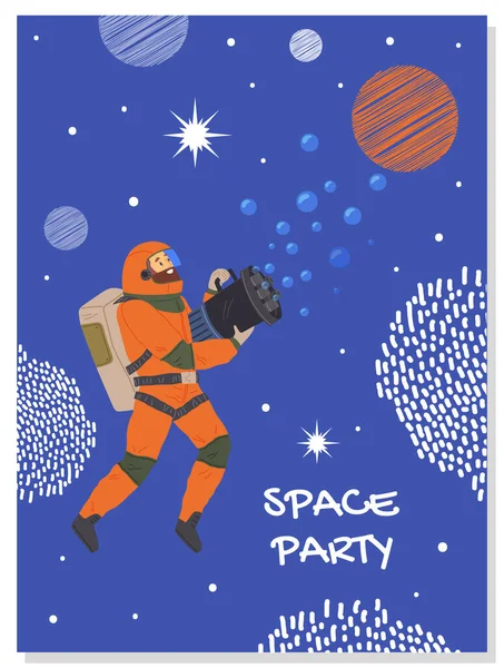 Postcards Atronauts Greeting Cards Invitations Party Cosmic Style Creative Posters — ストックベクタ