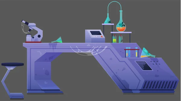 Ongeval Vernietiging Terwijl Wetenschappers Experimenteren Het Laboratorium Van Scheikunde Met — Stockvector