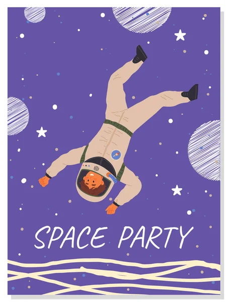 Postcards Atronauts Greeting Cards Invitations Party Cosmic Style Creative Posters — ストックベクタ