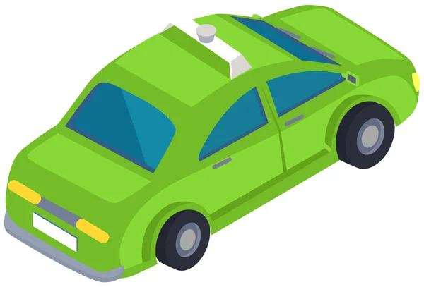 Зелений Бездротовий Автомобіль Руху Дорозі Автопілотний Транспорт Подорожей Розумних Міських — стоковий вектор