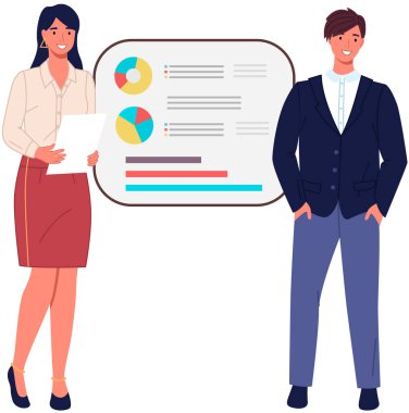 Ofiste iletişim kuran iş adamları istatistikleri tartışıyor, farklı grafik ve grafikleri analiz ediyorlar. Finansal muhasebe konsepti. Organizasyon süreci, analitik, planlama, rapor, pazar analizi