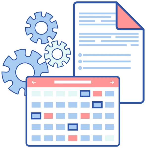 Planungs Und Zeitmanagement Symbole Fahrplan Terminplaner Mit Terminen Papierdokument Erstellen — Stockvektor
