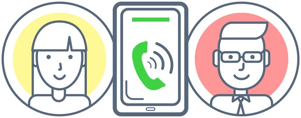 Eingehende Anrufe Fernkommunikations App Auf Dem Smartphone Bildschirm Ferngespräche Videoanrufe — Stockvektor