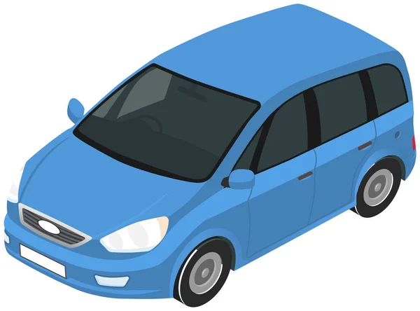 Blaues Auto Präsentation Des Neuen Automobils Isoliert Auf Weißem Hintergrund — Stockvektor