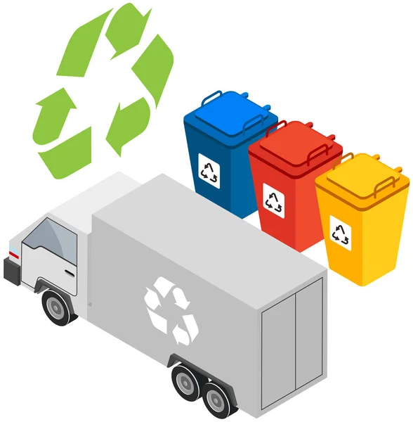 Truck Lorry Icon Recycle Sign Car Garbage Removal Wagon Trailer — Stock Vector