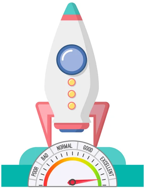 Rocket Takes Sky High Jet Speed Vector Illustration Spaceship Speedometer — Stock vektor