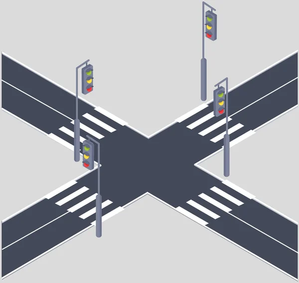 Дорожні Дорожні Знаки Руху Перетинають Шосе Місті Перехресна Вулиця Центрі — стоковий вектор