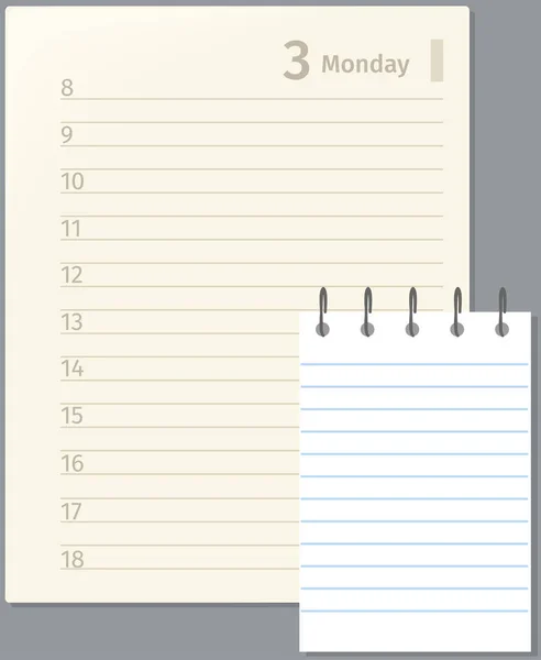 Page Planificateur Quotidien Avec Date Jour Semaine Heure Carnet Notes — Image vectorielle