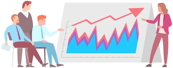 Direttore Presentazione Grafici Analisi Rapporto Statistici Pianificazione Aziendale Consulenza Team — Vettoriale Stock