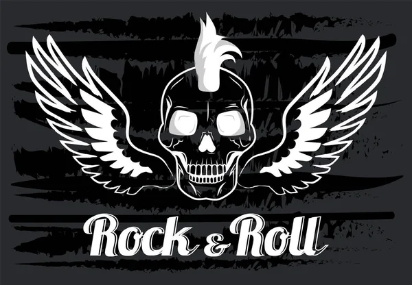 Signo Rock Roll Dibujado Mano Cartel Fiesta Rock Night Folleto — Vector de stock