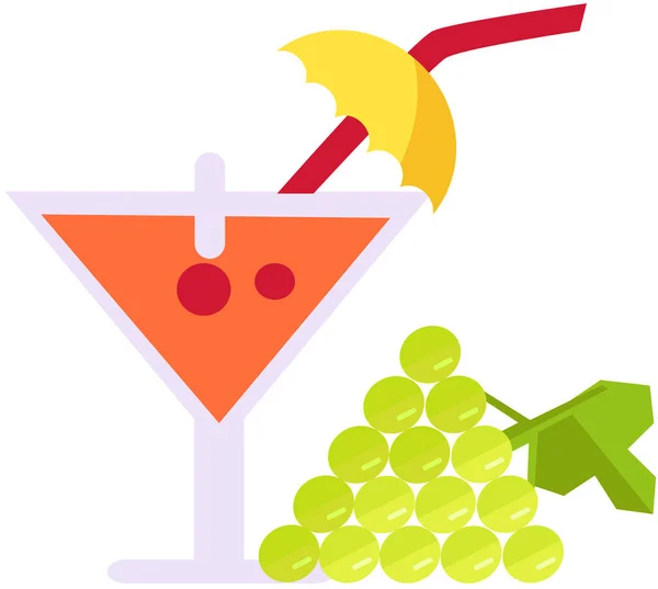 Letni Drink Kieliszek Martini Tropikalna Lemoniada Alkoholowa Winogrono Słonecznej Plaży — Wektor stockowy
