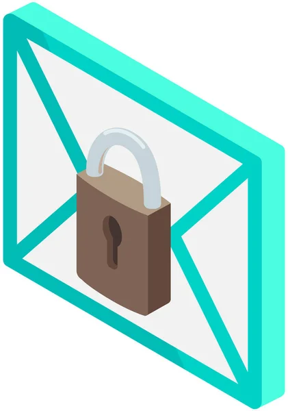 Proteção Dados Design Armazenamento Mail Conceito Plano Carta Ícone Símbolo —  Vetores de Stock