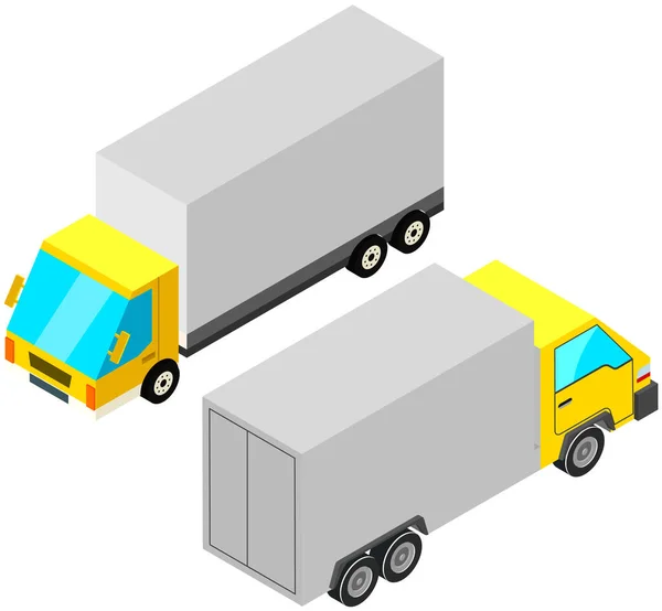 トラック 商業用のローリーは白に隔離された 物流の概念 運搬用トレーラー付きワゴン ゴミ除去 輸送と輸送のための車両 輸送による小包の配達 — ストックベクタ