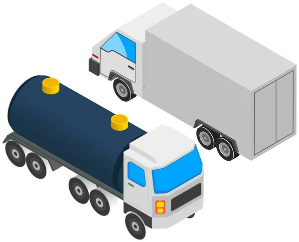 トラック 商業用のローリーは白に隔離された 物流の概念 運搬用トレーラー付きワゴン ゴミ除去 輸送と輸送のための車両 輸送による小包の配達 — ストックベクタ