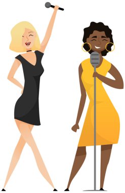 Bir grup güzel kız mikrofona şarkı söyleyip karaoke gösterisi yapıyor, şarkıcı sahnede eğleniyor. Kadın sunucu festivalde beyazlar arasında izole bir şekilde konuşuyor. Çok uluslu kız müzik grubu