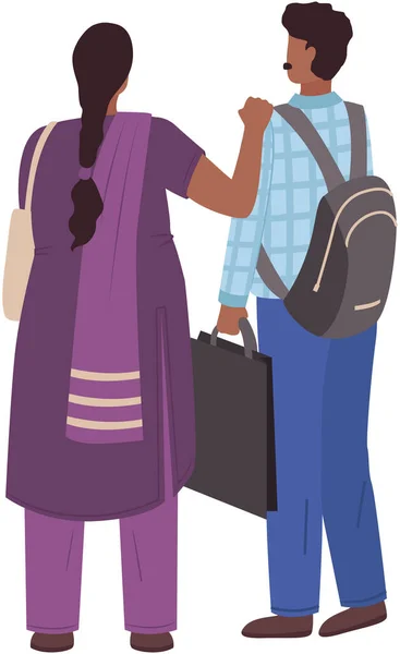 Ινδικό Ζευγάρι Άνδρες Και Γυναίκες Φίλοι Συγγενείς Ντυμένοι Παραδοσιακά Ρούχα — Διανυσματικό Αρχείο