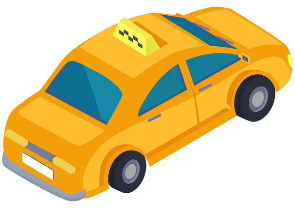 道路を走行するためのタクシー無線接続車 スマートシティ旅行での旅行のためのオートパイロット輸送 アイソメトリックカー 現代の3D車の設計輸送や機器 車両セダン側のビュー — ストックベクタ
