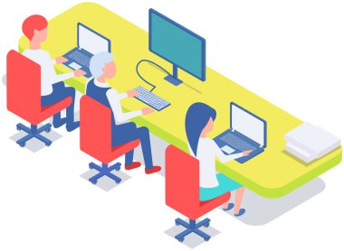 Ofis personeli, iş ve iletişim. Kafa ve astlar. Çeşitli işçiler, menajerler. Farklı seviyelerdeki üst düzey yöneticiler. Ofis çalışanları. İş arkadaşları. Meslektaşlar proje takım çalışmasını tartıştılar