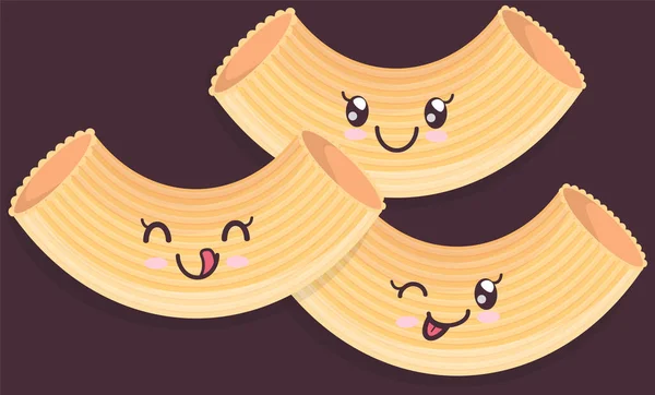 イタリア料理カフェバナー ストア広告 レストランメニュー ディナーロゴのためのデザイン イタリアのパスタの碑文と笑顔マカロニ 白い背景に孤立麺 パスタ 伝統料理 — ストックベクタ