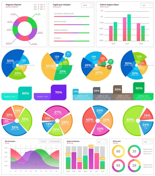 Infographic Chart Vector Template Jaarlijkse Statistieken Grafiek Ontwerp Marktgegevensdiagrammen Visualisatie — Stockvector