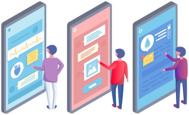 Telefondaki kuryeler ve programlar. İnsanlar hava tahmini için akıllı telefon uygulamaları, online doktor danışmanlığı ve sohbet için kullanıyor. Tıbbi, meteorolojik ve iletişim uygulama arayüzleri ayarlandı