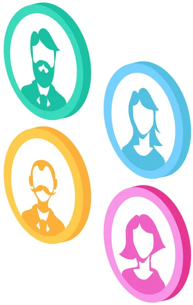Ikona Profilu Avatara Kobiecy Portret Okrągła Etykieta Symbolem Człowieka Graficzne — Wektor stockowy
