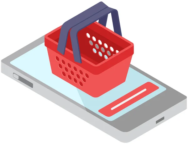 Tecnologie Moderne Mobile Shopping Online Commerce Trasporto Espresso Con Merce — Vettoriale Stock