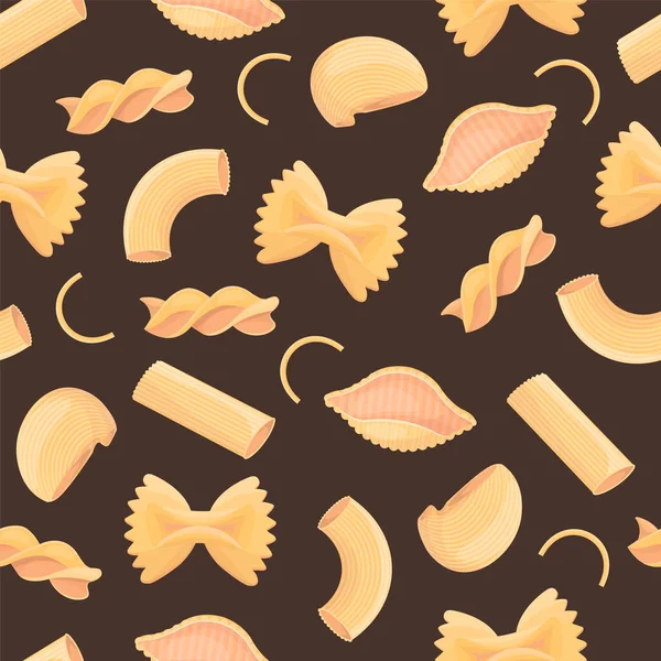 Ensemble Pâtes Motif Italien Traditionnel Macaroni Dessin Animé Sans Couture — Image vectorielle