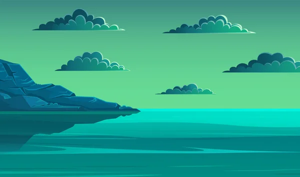 Paisaje Con Aguas Tranquilas Tranquilas Orillas Del Mar Cielo Nublado — Vector de stock