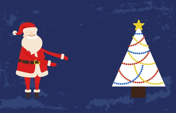 Merry Christmas Feestelijke Foto Ansichtkaart Van Santa Vector Vadertje Vorst — Stockvector