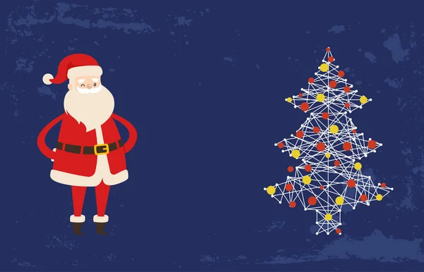 Happy Holidays Merry Christmas Happy New Year Kaart Met Kerstman — Stockvector