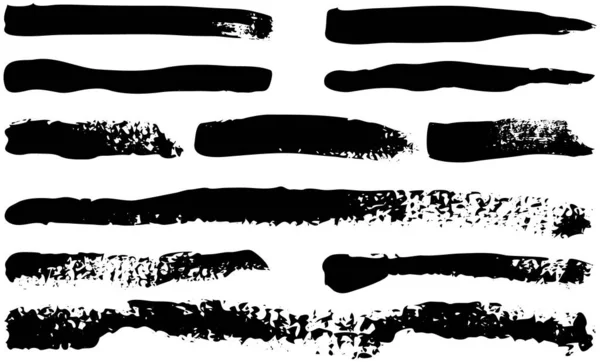 Set Different Abstract Shapes Smears Prints Black Design Elements Isolated — Stockvektor