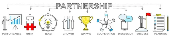 파트너 팀워크 아이콘 직원들은 서로를 지원하고 동료들 파트너들을 만듭니다 성장을 — 스톡 벡터