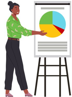 Kadın istatistik şemalarıyla tahtada duruyor ve onu keşfediyor. İş kadını verilerle rapor hazırlıyor. Müdür sunum için hazırlanıyor. Kağıt üzerinde iş analizi grafikleri, strateji planlaması