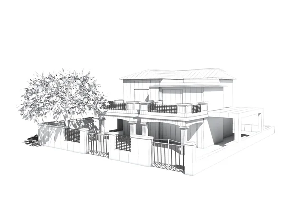 Architectonische visualisatie van een villa — Stockfoto