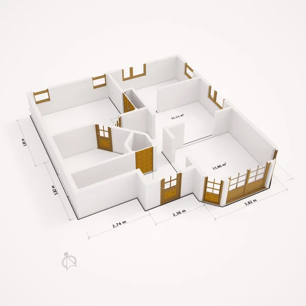 壁の平らな視点での 3 d groundplan — ストック写真