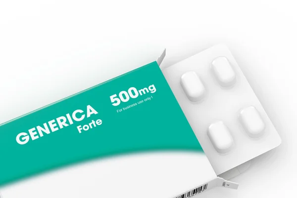 Scatola pillola medica verde generica angolare — Foto Stock