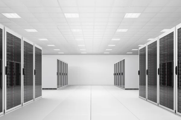 Datacentret med två rader av rack — Stockfoto