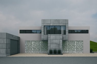 sıkıcı gökyüzü ile beton buidling