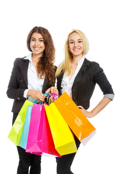 Two girls with shopping bags — Stock Photo, Image