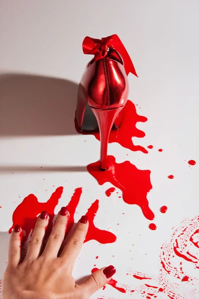 Crime scene with shoe — Stock Photo, Image