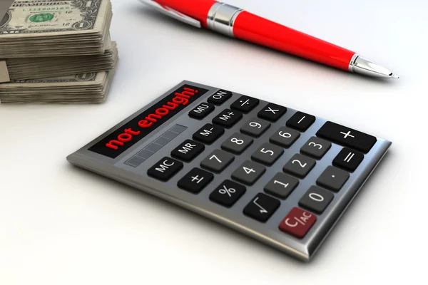 Kalkulator dengan uang — Stok Foto