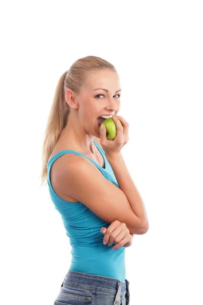 Mujer y una manzana — Foto de Stock