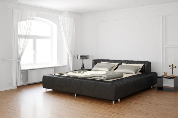 yatak odası ile yatak ve deri parçaları