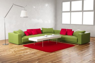 yeşil ve kırmızı Oda normal görünüm