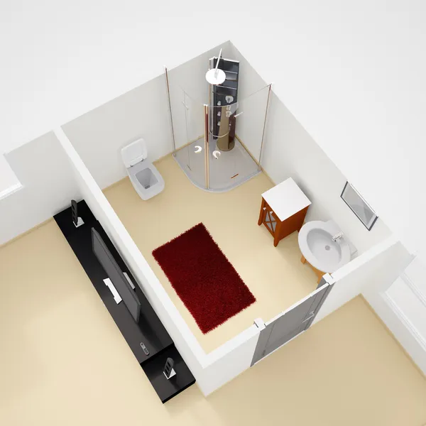 Konstruktion plan interiör med badrum — Stockfoto