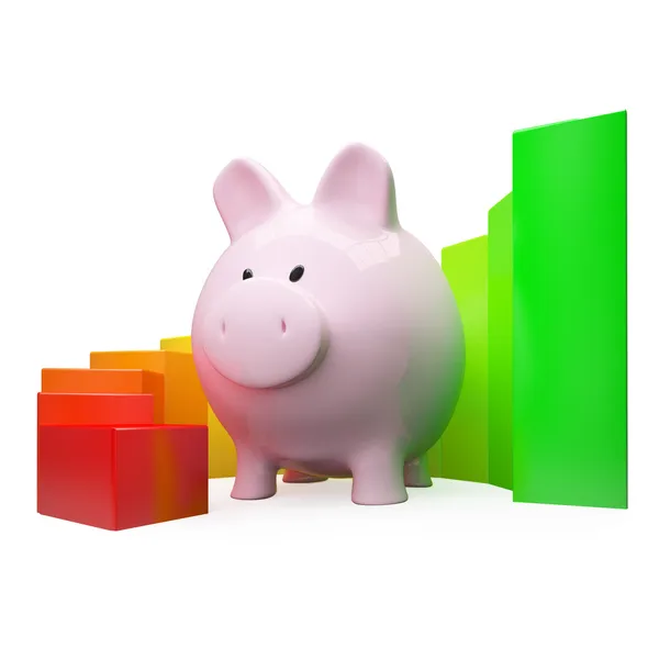 Colorfull diagram with piggy bank — Stock Photo, Image