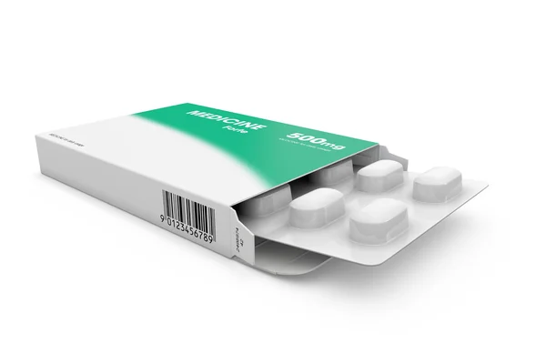 Pakje geneeskunde tabletten — Stockfoto