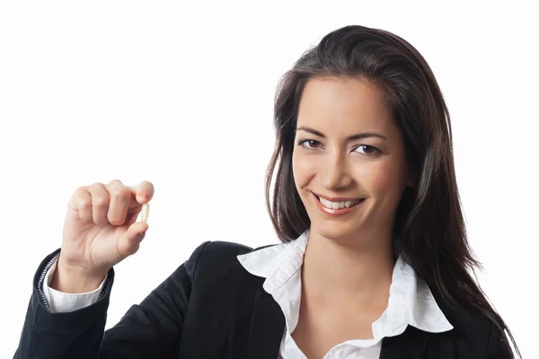 Asiatico businesswoman mostrando medicina — Foto Stock